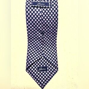 Brioni Dark Blue and Pink Floral Tie Made In Italy 100% Men’s Silk Tie